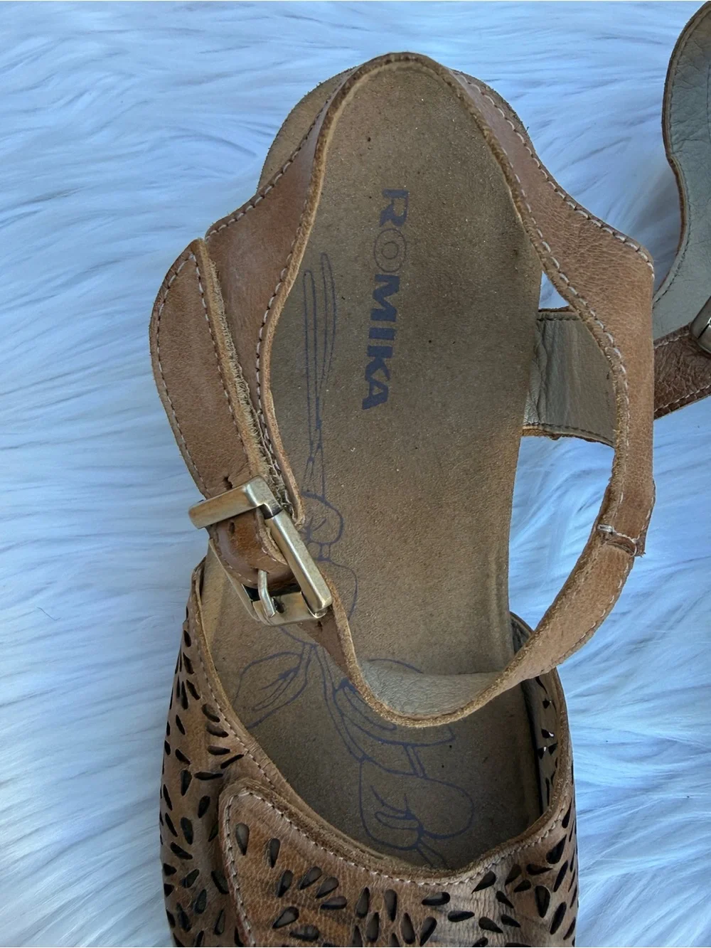 Romika Nevis 05 Wedge Sandals Size 37 EU / Size 6 US - Size 6.5 US Tan Leather